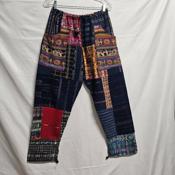 Guatemalan Boho Multicolor Multipattern Unisex Artsy Pants Woven Embroidery Uniq - Picture 15 of 15